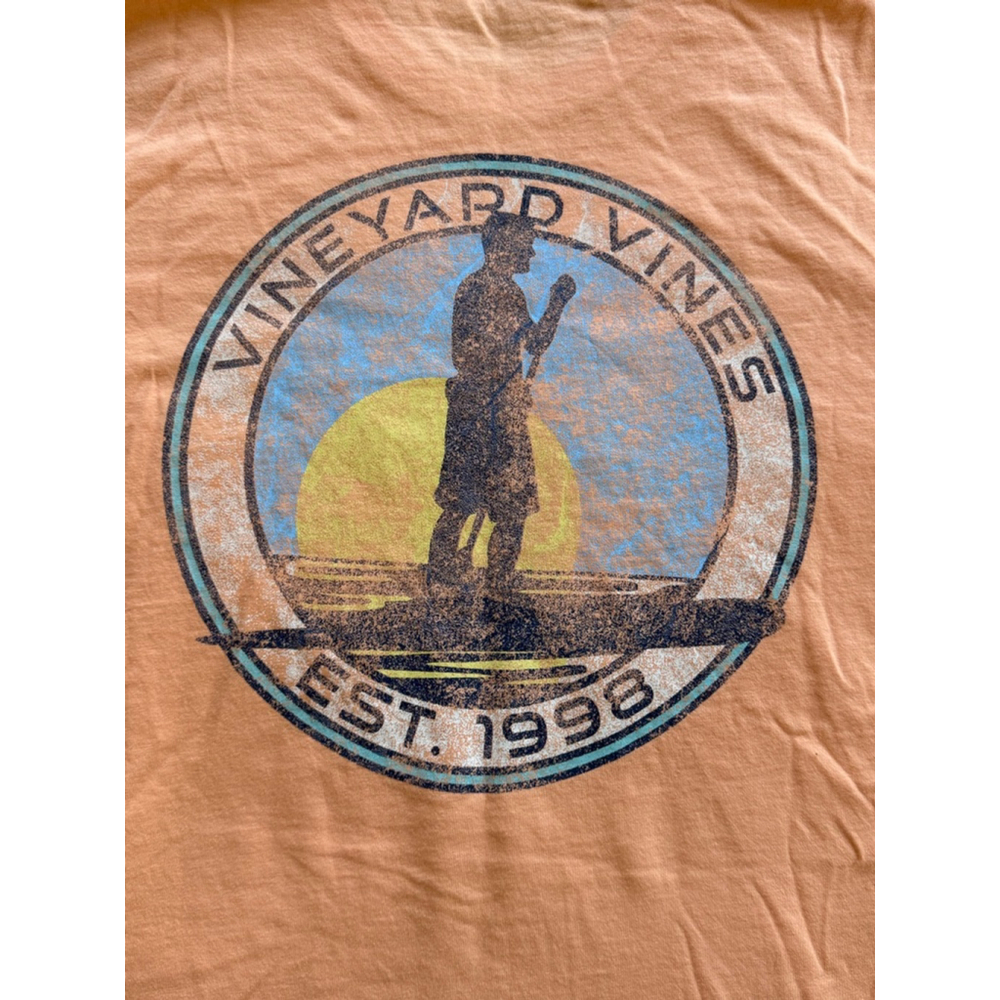 Men's Vineyard Vines Short Sleeve Tee L Orange Blue Paddleboard - Picture 7 of 7